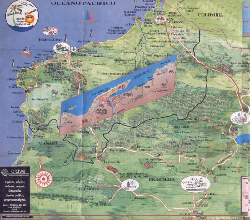 Landkarte der Provinz Esmeraldas Mapa Map