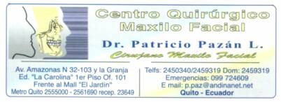 Centro Quirúrgico Maxilo Facial – Dr. Patricio Pazán L. 