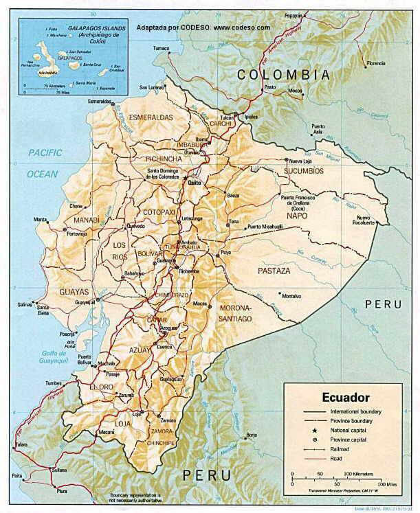 Mapa Map Landkarte Ecuador Südamerika Galapagos