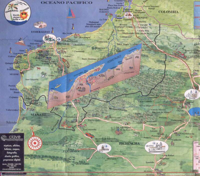Mapa de la Provincia de Esmeraldas Map of the province of Esmeraldas Landkarte der Provinz Esmeraldas